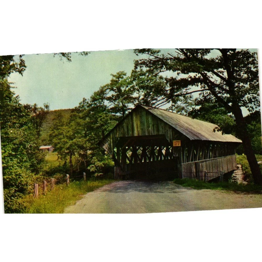 Artists Covered Bridge Postcard Travel Souvenir Sunday River Newry Maine